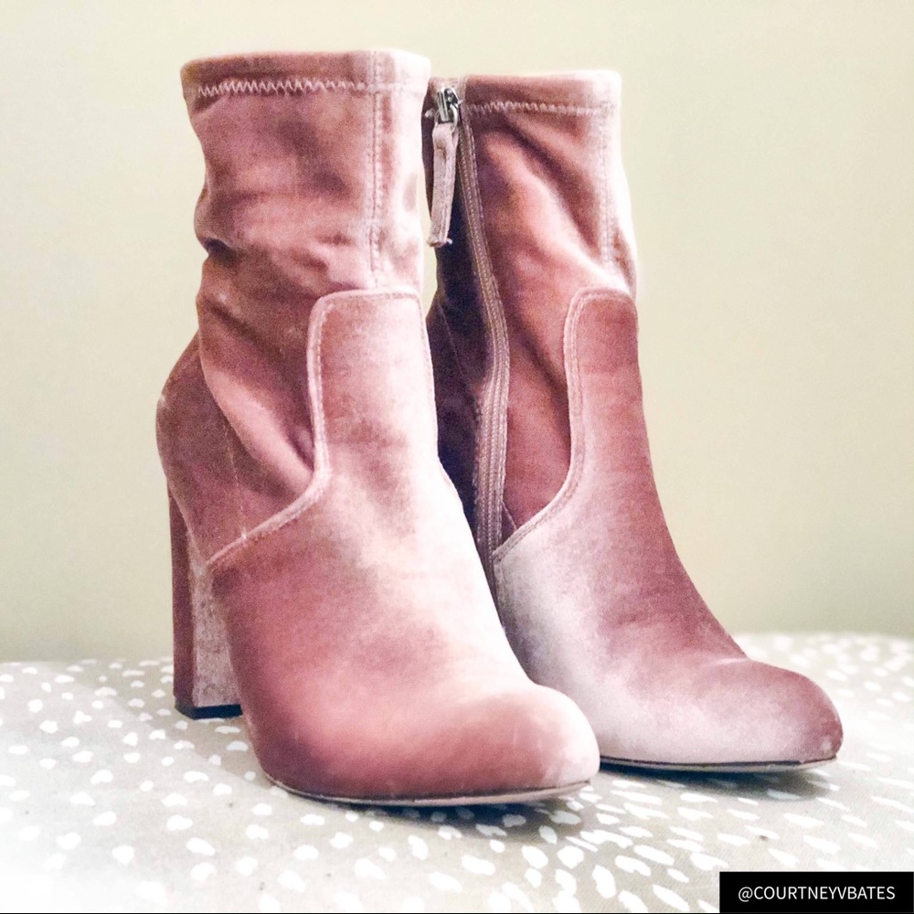 Thelma Blush Velvet Booties